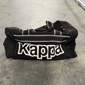 Vintage Kappa Black Duffle Bag Travel Weekend Soccer Futbol Gym VTG 90s KAPPA